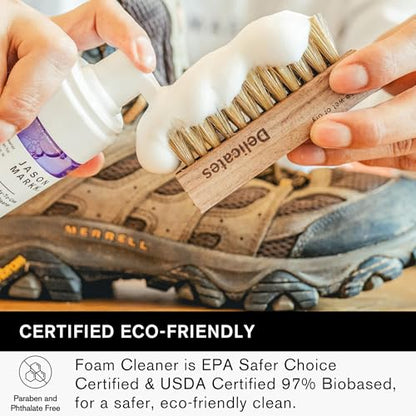 Jason Markk Quick Clean Kit, Shoe Cleaner, 2-Piece Set, Ready-To-Use Foam & Delicates Brush, Sneaker Care, Ideal for Footwear, Safe for Leather, Suede, Nubuck, Cotton, Knits, 4oz - size: 2 Fl Oz (Pack of 2), style: Quick Clean Kit