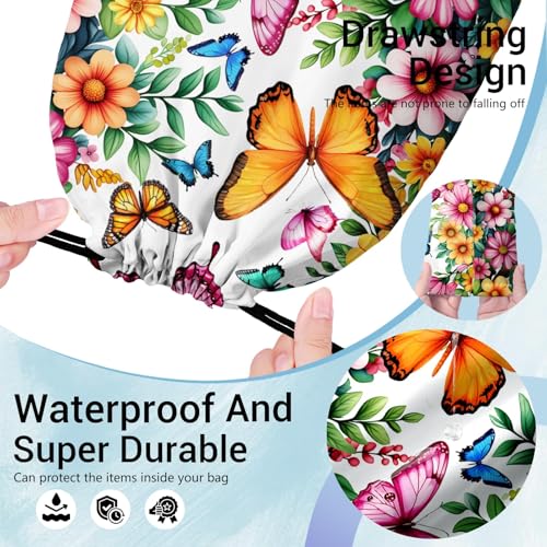 Gymnastics Grip Bag Lightweight Small Drawstring Grip Bags for Gymnasts - color: Colorful Butterfly-multi