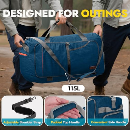 Canway 115L Travel Duffel Bag, Foldable Weekender Bag with Shoes Compartment for Men Women Water-proof & Tear Resistant - color: Aegean Blue, size: 115L