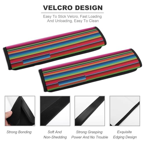 Universal Fit Car Seat Belt Pad for Elderly Support, All Vehicles, 2 Piece Mexican Serape Blanket Stripes Automotive Seat Belt Protector Pressure Relief - color: Pattern 114