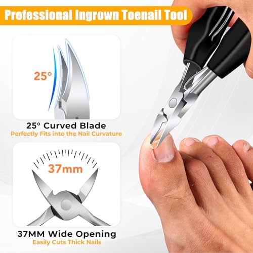 Toenail Clippers for Seniors Thick Ingrown Toenails, Large Angled Nail Clippers for Men with Catcher, Heavy Duty Slanted Fingernail Clipper Long Handle Nail Cutter Gifts for Men Women Adults - style: Black Nail Clippers Set