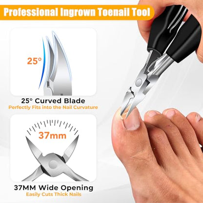 Toenail Clippers for Seniors Thick Ingrown Toenails, Large Angled Nail Clippers for Men with Catcher, Heavy Duty Slanted Fingernail Clipper Long Handle Nail Cutter Gifts for Men Women Adults - style: Black Nail Clippers Set