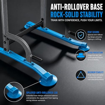 BARWING Pull Up Bar Station, Power Tower, Dip Station with 3D Backrest, Multi-Function Strength Training Stand Rack, Adjustable Height Dip Bar for Home Gym Workout Stand Fitness Exercise Equipment - color: P013-B