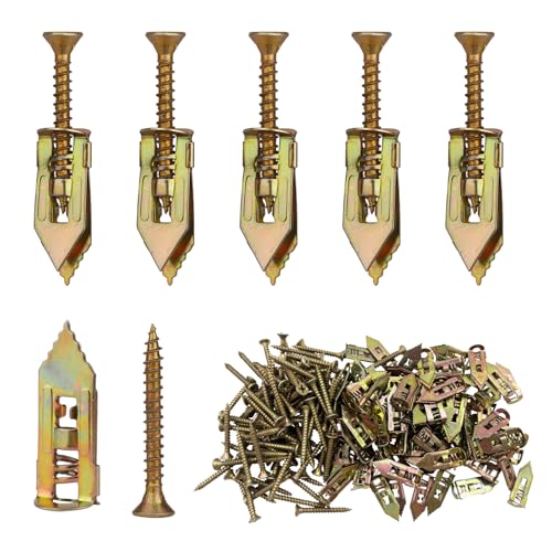 DFD 200 PCS Self Drilling Drywall Anchors 2025 Upgraded Zinc Plated Steel Wall Anchors Easy Application no Drill or Holes in Wall (100 PCS zinc Screw and 100 PCS Steel Anchors 0.47X1.18in)