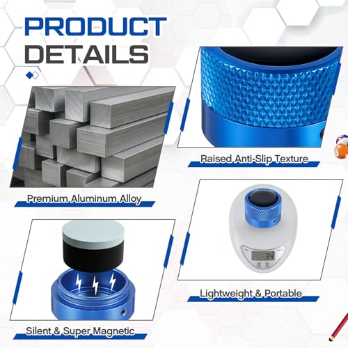 1 Pcs Round Pool Chalk Holder Blue Magnetic Chalk Pool Billiards Accessories Portable Cue Head Tool Box Cubes Cases Container for Billiard Cue Tip Tool Table Snooker Practical Accessories