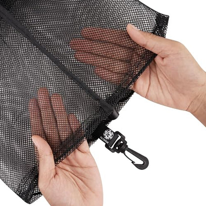 PALTERWEAR Mesh Bag with Clip and Toggle Closure (Set of 4, Black, 9 x 12 Inch) for Scuba, Scalloping, Camping, Multi-Use - size: 9 x 12 inch