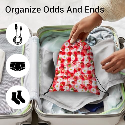 Gymnastics Grip Bag Waterproof Gymnastics Pouch Stawberries Daisy String Bag for Gym - color: Stawberry Red