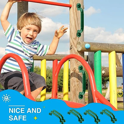 8 Pieces Playground Safety Handles for Kids Playground Handles Swing Set Accessories Safety Hand Grips for Playset Playhouse Treehouse Climbing Frame (Green) - color: Green
