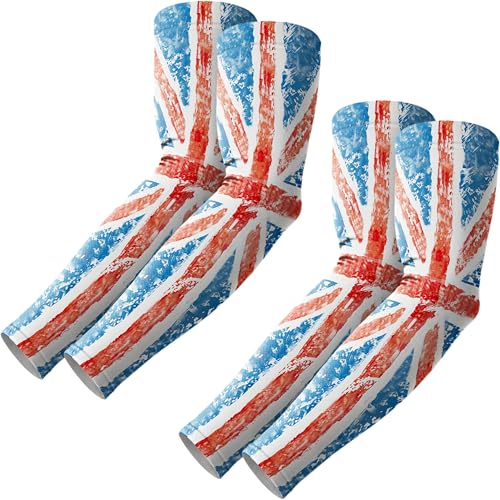 ROXUN Arm Sleeves Cooling UV Sun Protection Sport Compression for Men Women | UPF50,Seamless cover arms,Tattoo-covering,Lightweight & breathable,daily wear,Outdoor work,Basketball Baseball,Mangas - color: 2 Pairs England Flag