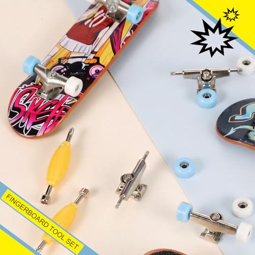 Zhehao 16 Pcs Standard Fingerboard Tool Set CNC Lathed Fingerboard Bearing Wheels Nut Driver Screwdriver for 34 mm Skateboard Trucks(Light Blue and White) - color: Light Blue and White