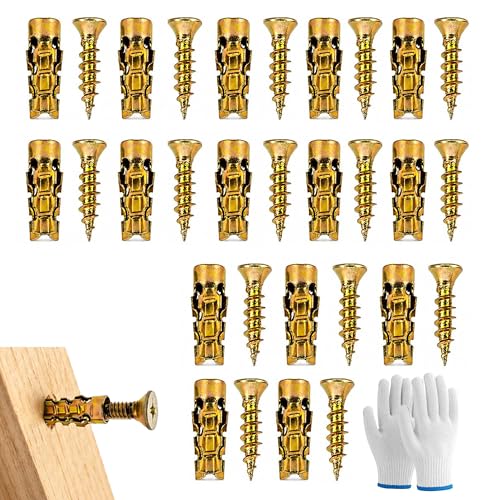 6×14mm Short Expansion Screw Set for Cabinet Hinge Repair & Stripped Thread Restoration, New Secure Fastening for Cabinet Door, Concrete Wall, Hollow-Wall, Hinge Hole Repair (30)