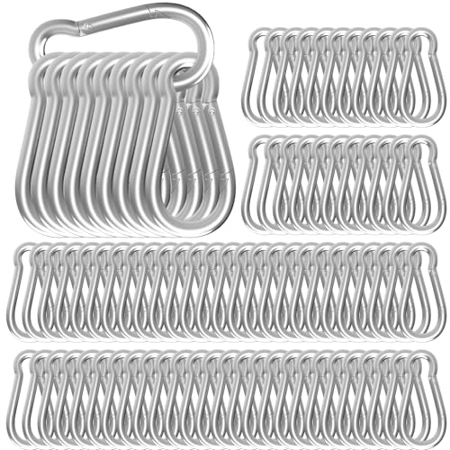 Heavy Duty Spring Snap Hook Carabiners, Galvanized Steel Quick Links, Spring Clips in Black & Silver, Multiple Sizes: 1.6Inch/2Inch/2.4Inch/3Inch/4Inch, for Swing Hammock Camping Keychain Outdoor - size: M8-100PCS, style: Silver