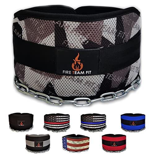 Weighted Belt with Chain, For Pullups, Dips, Weight Lifting, Powerlifting, & Cross Training - color: Grey Camo