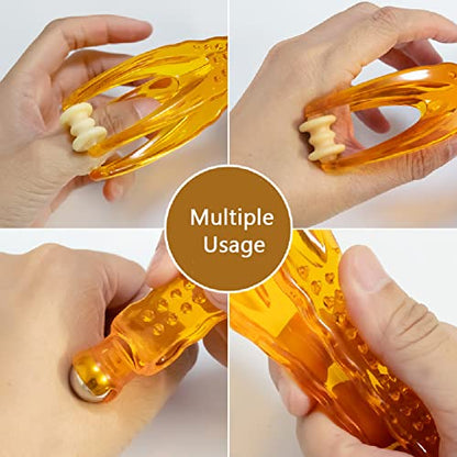 2 Pack Finger Massager,Finger Roller,Handheld Finger Massage Tool for Blood Circulation and Stress Relief,Plastic Double Rubber Roller Massager (with Steel Ball)