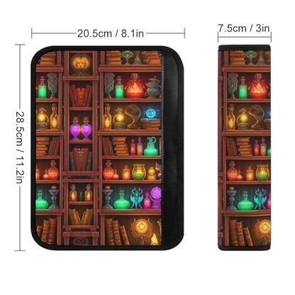 Universal Fit Seat Belt Shoulder Pad for Adult Use, Most Cars, 2 Pack Halloween Witch Book Gothic Readers Reading Books Harness Pads Strap Pressure Relief - color: Pattern 848