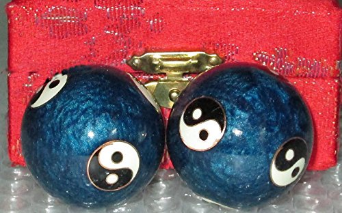 JapanBargain, Set of 2 Chinese Baoding Balls Hand Exercise Therapy Balls Stress Reliefe Balls, (Blue) - color: Blue