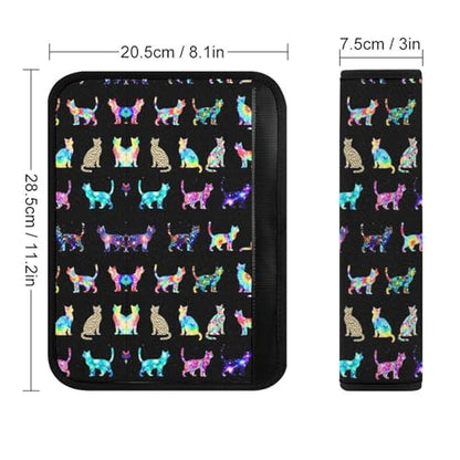 Soft Padded Car Seat Belt Pad for Child, Most Cars, 2 Piece Colorful Cats Seat Belt Cushion Comfortable Driving - color: Pattern 696