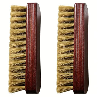 2 Pack Boar Bristle Shoe Brush for Deep Care & Polish | 100% Boar Bristle; Beech Wood Handle; For Leathers, Sneakers, Boots, Clothes; Removes Stubborn Dirt Effectively - color: Yellow and Yellow