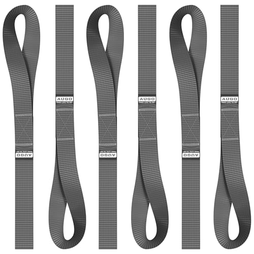 Soft Loop Tie Down Straps - 1,500 Load Capacity & 4,500 Lbs Breaking Strength - 6 Pack - Loops for Securing ATV, UTV, Motorcycles, Scooters, Dirt Bikes, Lawn & Garden Equipment - by AUGO - color: Grey, size: 12 Inch