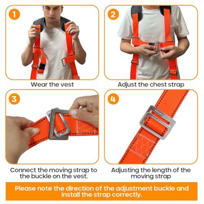Moving Straps with Chest Buckle,2-Person Shoulder Moving Straps with 1-Person Lifting Strap for Moving Furniture,Appliances,Mattresses Heavy Object Up to 1200Lbs - color: Orange-With Chest Buckle