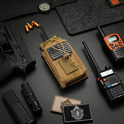 FRTKK Tactical Radio Holder Radio Holster Molle Radio Pouch Universal Radio Case Military Heavy Duty Radio Bag for Police Firefighter Two Ways Walkie Talkies Vest (Tan) - color: Tan