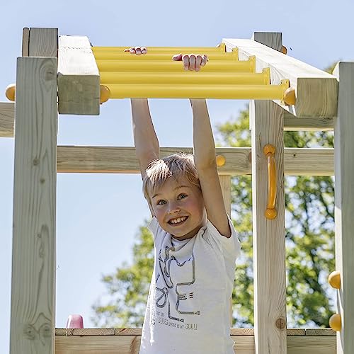 6 Pcs Yellow Outdoor Monkey Bars Ladder Rungs Playground Accessories | Heavy Duty Solid Constructed, Non-Slip Matte Powder Coated Weather Resistant, Hardware Include, Playset Swing Set Jungle Gym - color: Yellow