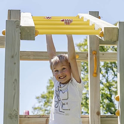 6 Pcs Yellow Outdoor Monkey Bars Ladder Rungs Playground Accessories | Heavy Duty Solid Constructed, Non-Slip Matte Powder Coated Weather Resistant, Hardware Include, Playset Swing Set Jungle Gym - color: Yellow