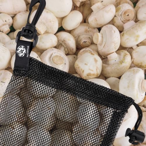 PALTERWEAR Small Mesh Drawstring Bag With Clip and Toggle Closure (Set of 4, Black, 6 x 8 inch) for Watersports, Outdoor, Gym - size: 6 x 8 inch