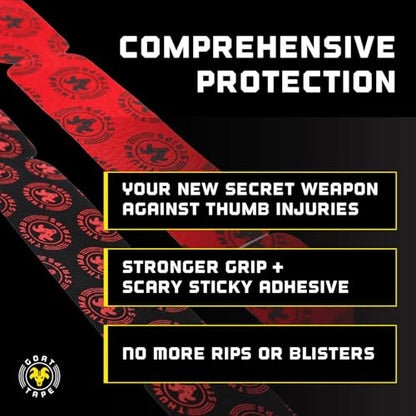Goat Tape Pink Super Stretchy Premium Thumb Tape and Pre Cut Black Athletic Tape for Fingers - Extra Sticky Elastic Athletic Thumb Tape for Weightlifting