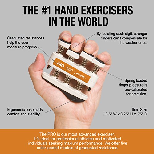 Prohands PRO Hand Exerciser, Finger Exerciser (Hand Grip Strengthener), Spring-Loaded, Finger-Piston System, Isolate and Exercise Each Finger - color: Orange - Pro, size: 13 lb (XX-Heavy Tension)
