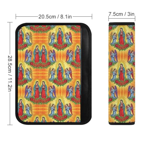 Universal Fit Seat Belt Shoulder Pad for Adult Use, Most Cars, 2 Pack Virgin Mary Rose Our Lady of Guadalupe Retro Spiritual Harness Pads Strap Pressure Relief - color: Pattern 119