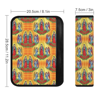 Universal Fit Seat Belt Shoulder Pad for Adult Use, Most Cars, 2 Pack Virgin Mary Rose Our Lady of Guadalupe Retro Spiritual Harness Pads Strap Pressure Relief - color: Pattern 119