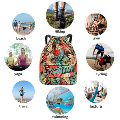 Waterproof Drawstring Bag, Gym Bag Sackpack Sports Beach Backpack for Men Women - color: 03-red Leaf