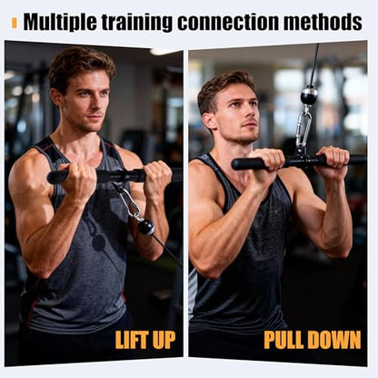 360° Rotating Cable Pulley System, Home Gym LAT Pulldown Attachments for Biceps, Triceps and Back Workout, Fits Power Rack, Squat Stand and Training Cage