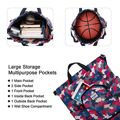 Dry Wet Drawstring Backpack with Shoe Compartment for Women Adjustable Gym Bag - color: Camouflage