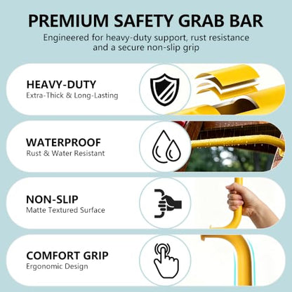 Monkey Bars Indoor Playground Handles 17inch, Heavy Duty Ceiling Grab Bars for Climbing Frames, Wall Ladders, Treehouses and Swing Set Accessories (6-Pack) - color: Yellow