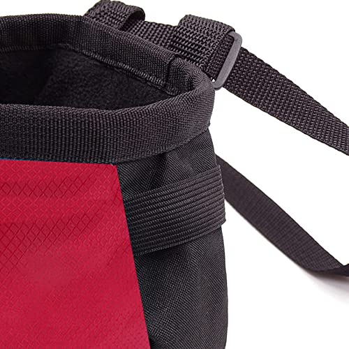 Chalk Bag,Rock Climbing Gear,Metal Powder Bags，with Zippered Pocket and Adjustable Waistband，Suitable for Fitness, Rock Climbing, Track and Field, Weightlifting, Billiards Chalk Bag (Red)