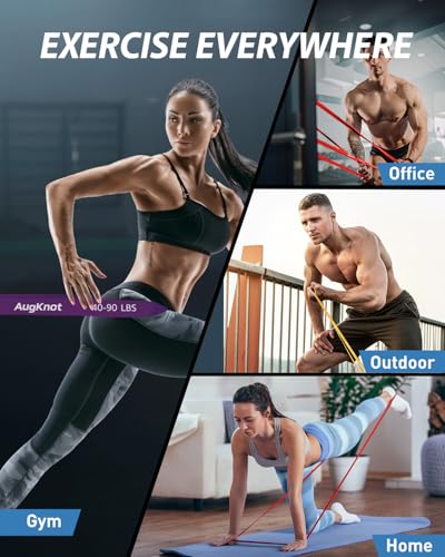 AugKnot Resistance Bands for Working Out: 5-Levels Silicone Exercise Bands Set - 3X Tear-Resistant Pull Up Assistance, Odorless Anti-Slip for Men Women Home Gym