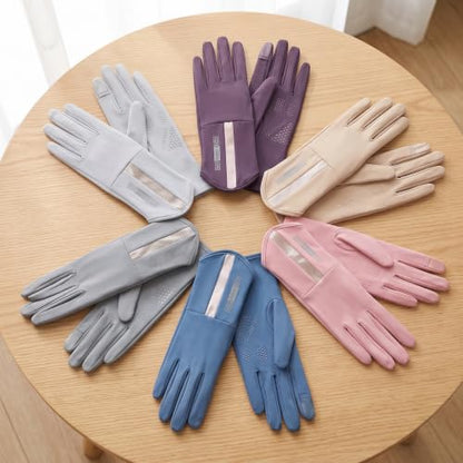 Protection Gloves for Women, Sun Protection Fingerless Touchscreen Driving Riding Gloves - color: Deep Purple
