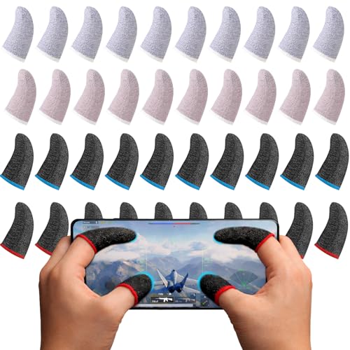 Geyoga 40 Pieces Gaming Finger Sleeve for Thumb Sleeves Mobile Gaming Finger Protector(Mixed Colors) - color: Mixed Colors