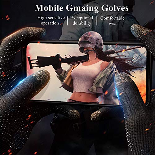 Gaming Gloves for Sweaty Hands - Rakizbe High-Sensitive Anti-Sweat Breathable Seamless Touch Screen Gloves with Thumb Finger Sleeves for iPad/Mobile Game Controller - size: Large