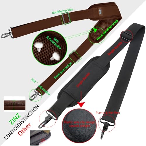 ZINZ Shoulder Strap 78" Universal Handbag Strap with Ultra-thick Fixed Padded and Dual Balanced Adjustable Buckles Shoulder Crossbody Strap for Briefcase Messenger Bag Laptop bag Luggage，Brown - color: Brown
