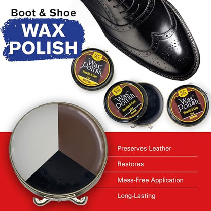 Stone and Clark Leather Shoe Shine Kit - 13 PCS Shoe Polish Kit for Complete Leather Boot Care, Compact & Travel Friendly - style: Metal Box