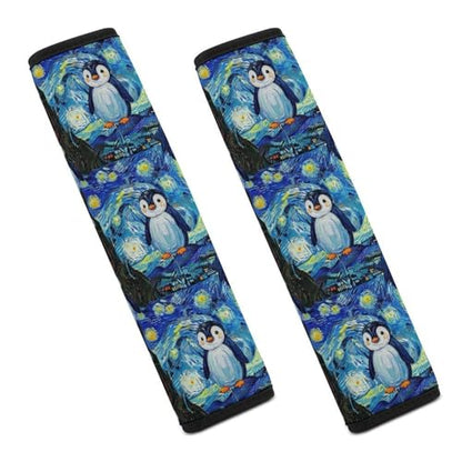 2 Pack Penguin Starry Night Car Seat Belt Pad Universal Soft and Comfortable Harness Pads Strap for Adult Use, Most Cars, Easy Install (No Tool) - color: Pattern 31
