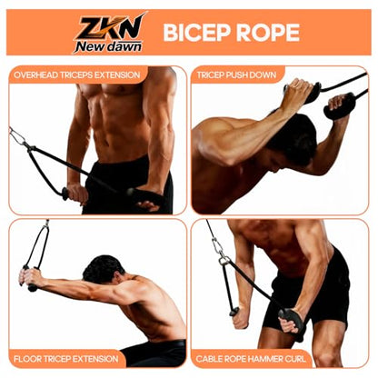 Tricep Rope Pull Down Attachment with Ergonomic Handles,Triceps Rope for Cable Machine Pulley System,Home Gym Accessories - color: Dark