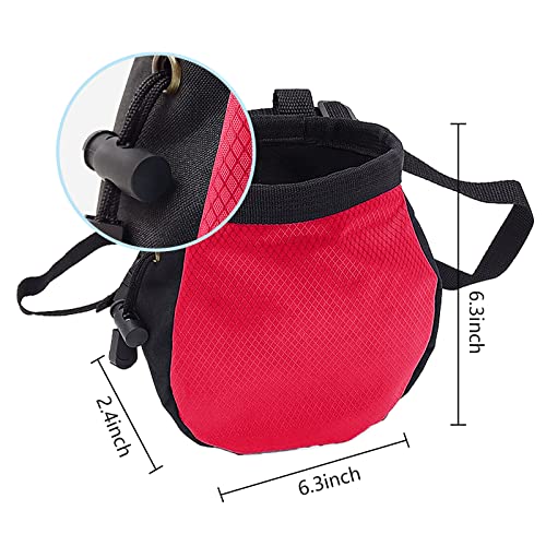 Drawstring Chalk Bag with Waistband for Rock Climbing Bouldering Weight Lifting Rock Climbing Bag Chalkbag Gymnastics Kit - color: Red
