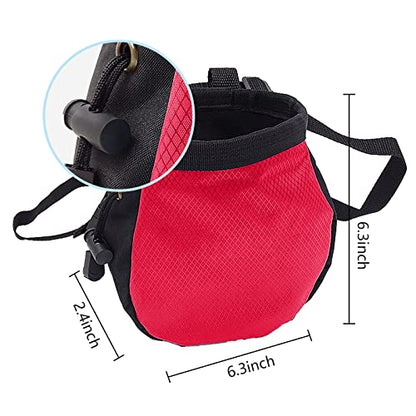 Drawstring Chalk Bag with Waistband for Rock Climbing Bouldering Weight Lifting Rock Climbing Bag Chalkbag Gymnastics Kit - color: Red