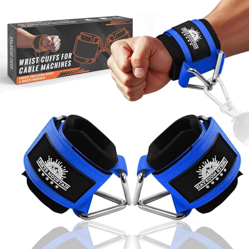 Wrist Cuffs for Cable Machines – Padded & Adjustable Straps for Lateral Raises, Tricep Pushdowns & Strength Training - color: Blue, size: size M(5.5"-6.7")