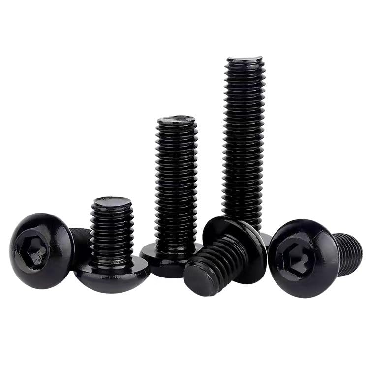 Wensilon (50Pcs) 1/4-20 * 1-3/4 Button Head Socket Cap Bolts Screws, 304 Black Stainless Steel, Allen Hex Drive, Bright Finish, Fully Machine Thread - color: Black, size: B 1/4-20*1-3/4