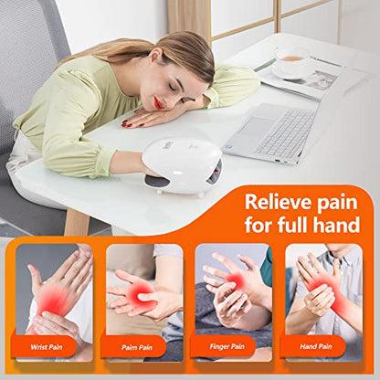 COMFIER Hand Massager for Arthritis and Carpal Tunnel,Wireless Hand Massager with Heat & Compression,3 Levels Heating,Rechargeable Massager Machine,Gifts for Women - color: Light White
